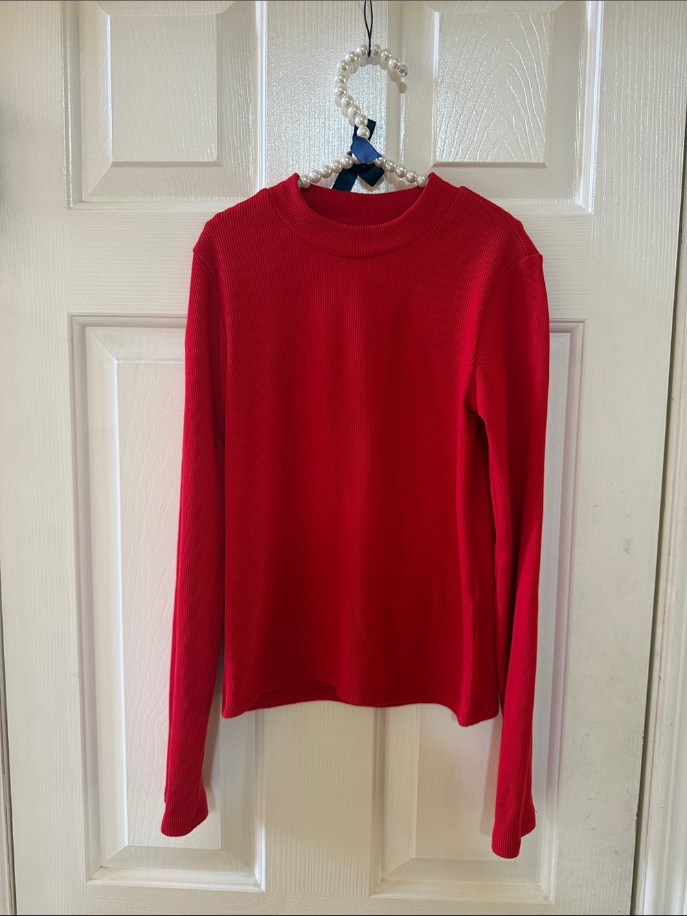 Abercrombie Kids Classic Red Long-Sleeve Ribbed Top